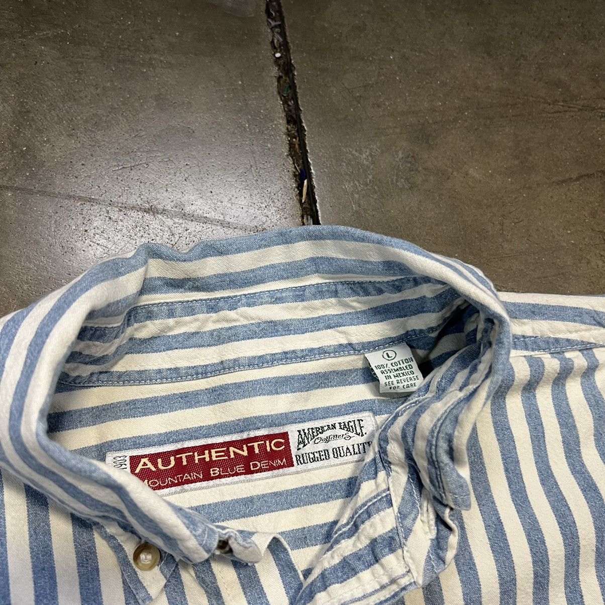 American Eagle Outfitters × Vintage Vintage Y2K American Eagle Hickory Striped Button Up Shirt Size US L / EU 52-54 / 3 - 8 Thumbnail