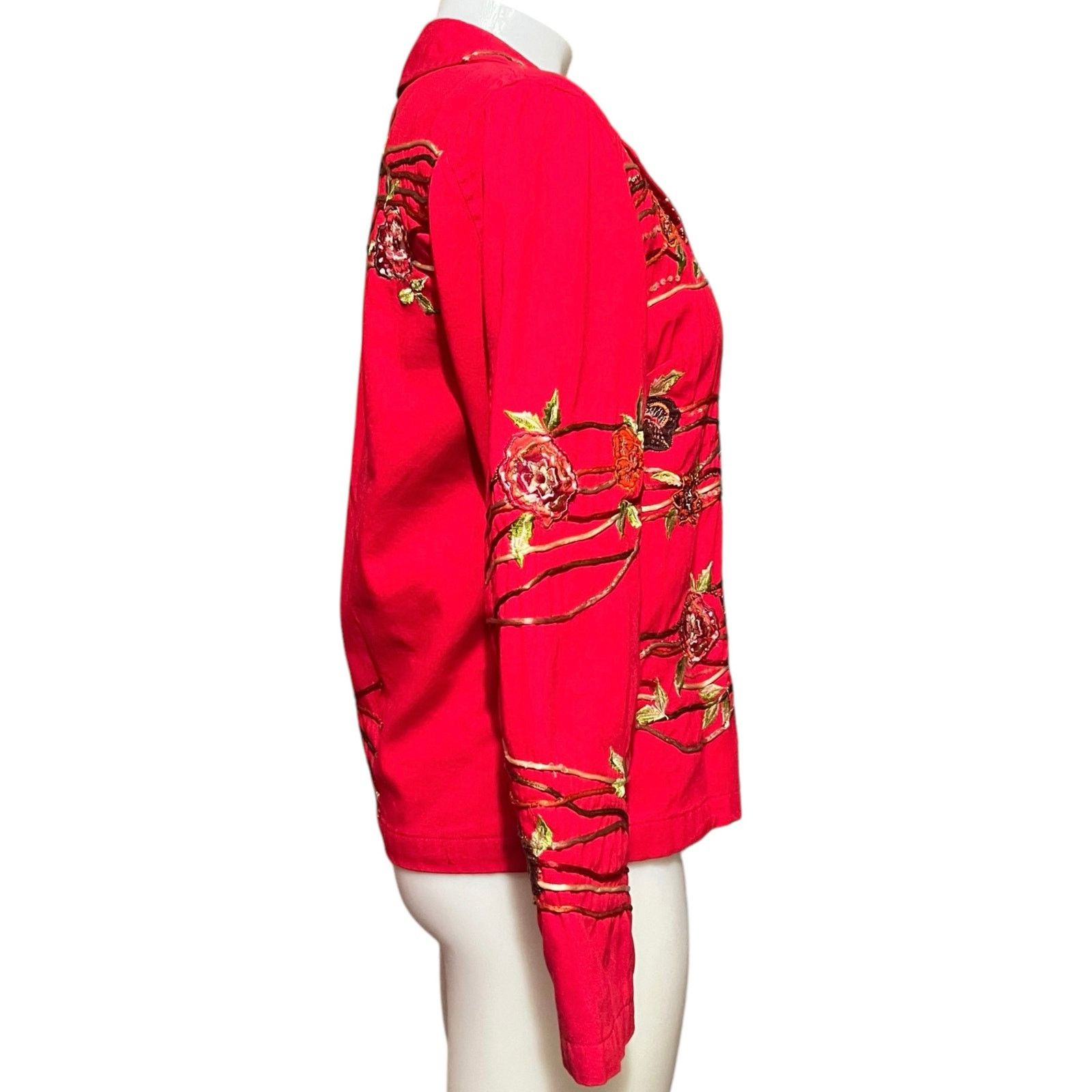 Coldwater Creek Vintage Coldwater Creek Red Embroidered Beaded Jacket XS Size XS / US 0-2 / IT 36-38 - 3 Thumbnail