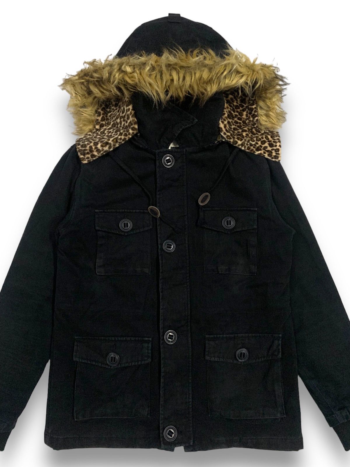 14th Addiction Japanese Black Thread Multipockets Faux Fur Leopard Jacket Size US M / EU 48-50 / 2 - 4 Thumbnail