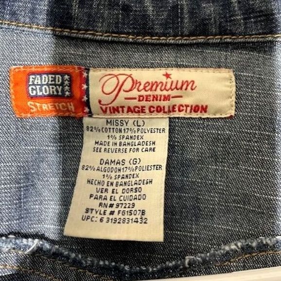 Faded Glory Faded Glory Jean Jacket Women's Blue L Stretch Buckle Pocket Size 36" / US 14 / IT 50 - 4 Thumbnail