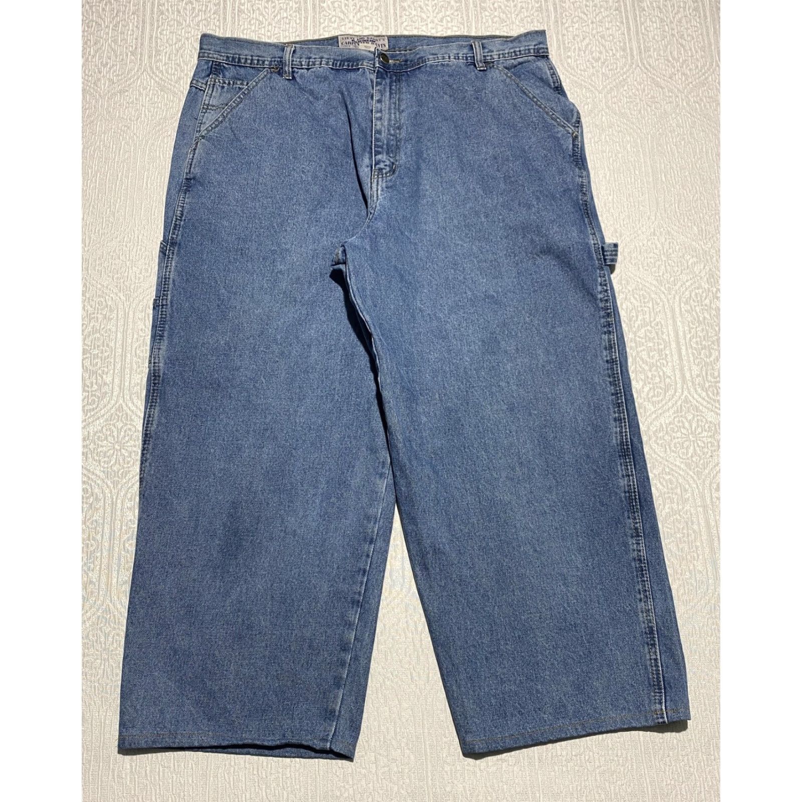 Vintage Steve and Barry's Carpenter Pants Mens 40x26 Blue Denim Workwear Utility Hemmed Size US 40 / EU 56 - 2 Thumbnail