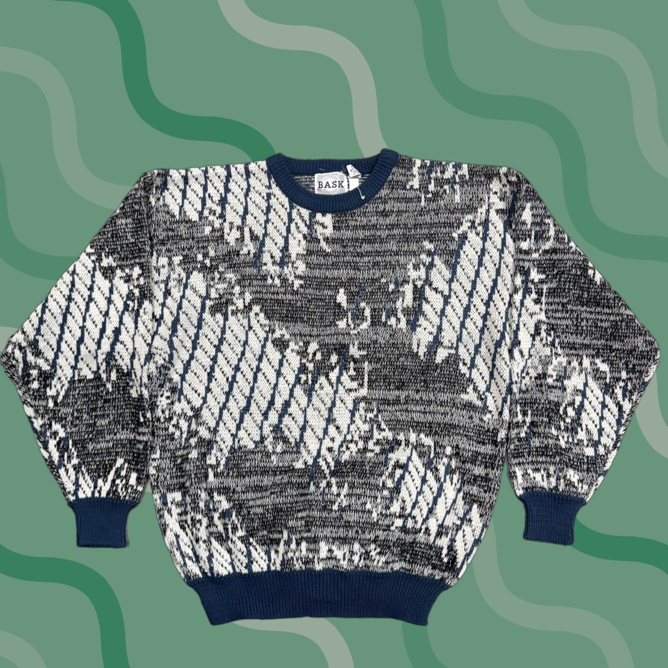 Vintage VINTAGE Bask Sweater Mens M Gray Blue Abstract Geometric Crewneck 80s Size US M / EU 48-50 / 2 - 1 Thumbnail