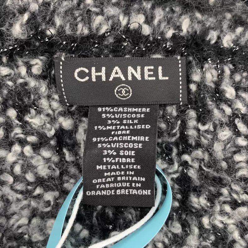 Chanel Chanel Gray diamond double C embroidered cashmere knitted Size ONE SIZE - 7 Thumbnail