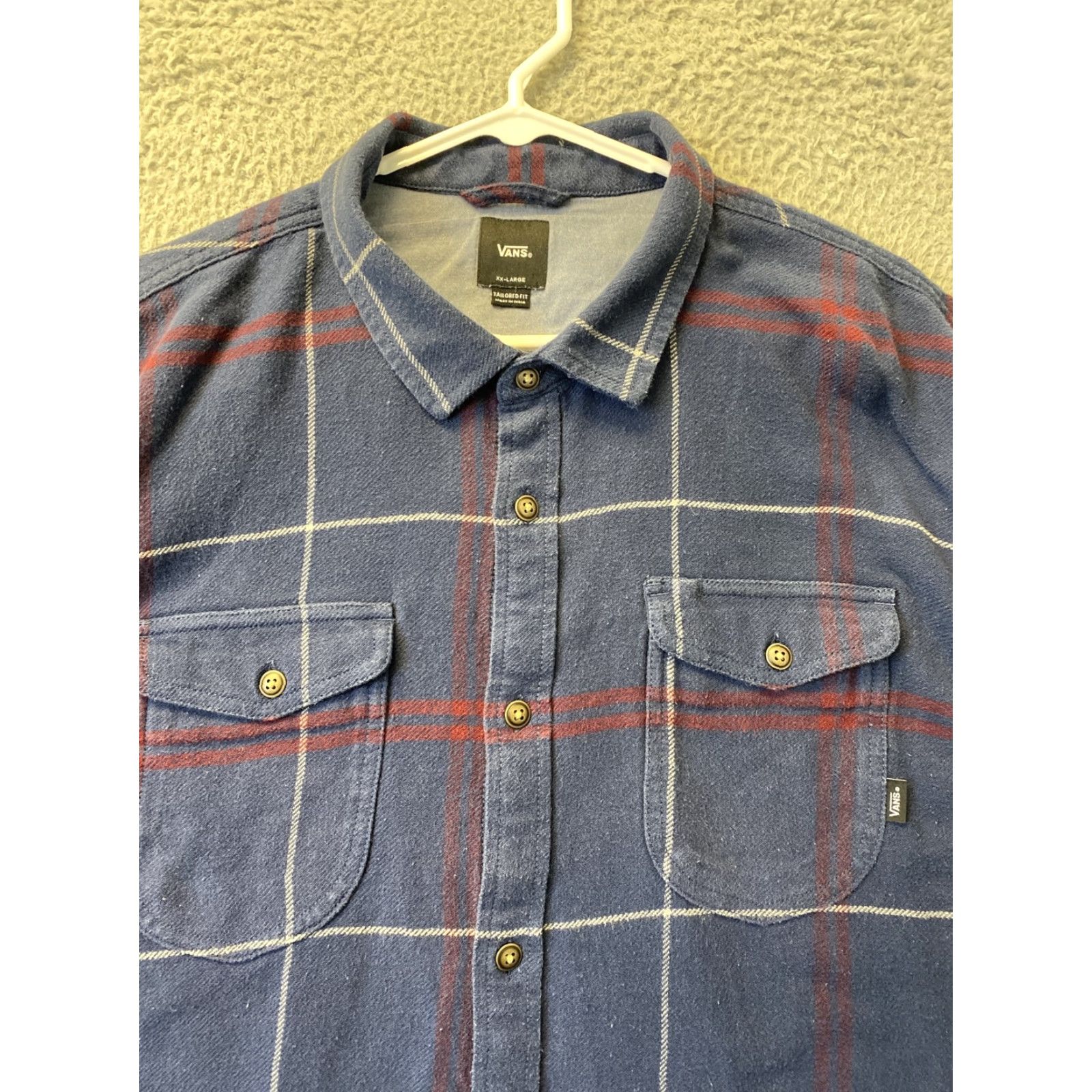 Vans VANS Shirt Men 2XL Blue Plaid Tailored Fit Button-Up Long Sleeve Cotton Canvas 95-8 Size US XXL / EU 58 / 5 - 3 Thumbnail