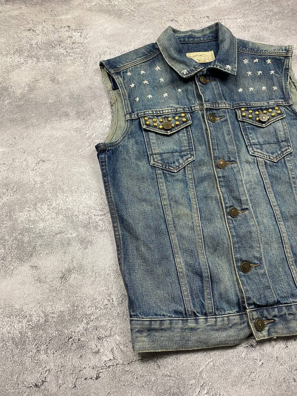 Allsaints Allsaints Selvedge Denim Vest Trucker Jacket Faded Biker Size US M / EU 48-50 / 2 - 3 Thumbnail