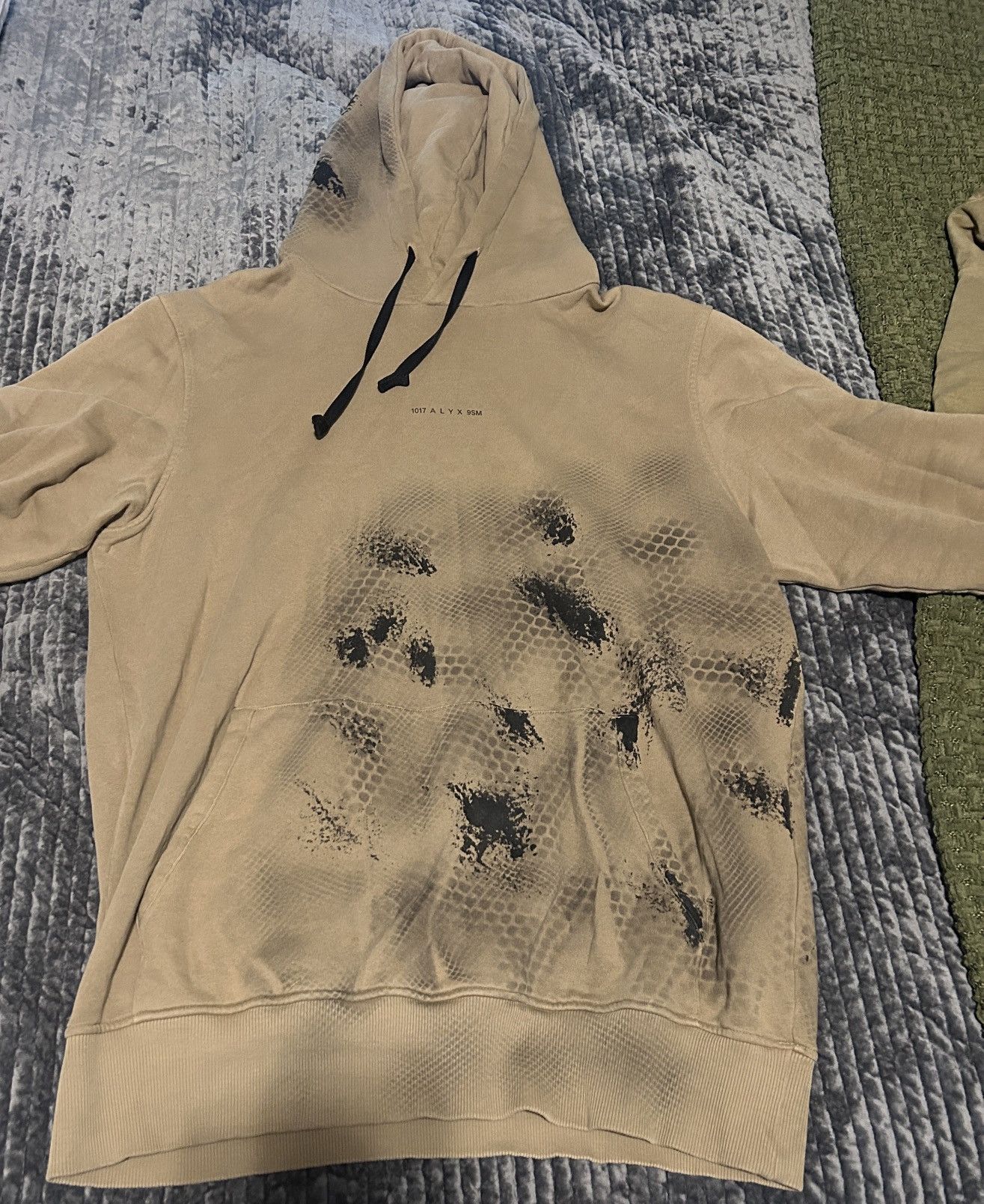 image of 1017 Alyx 9Sm Alyx Logo And Treatment Hoodie In Tan, Men's (Size Large)