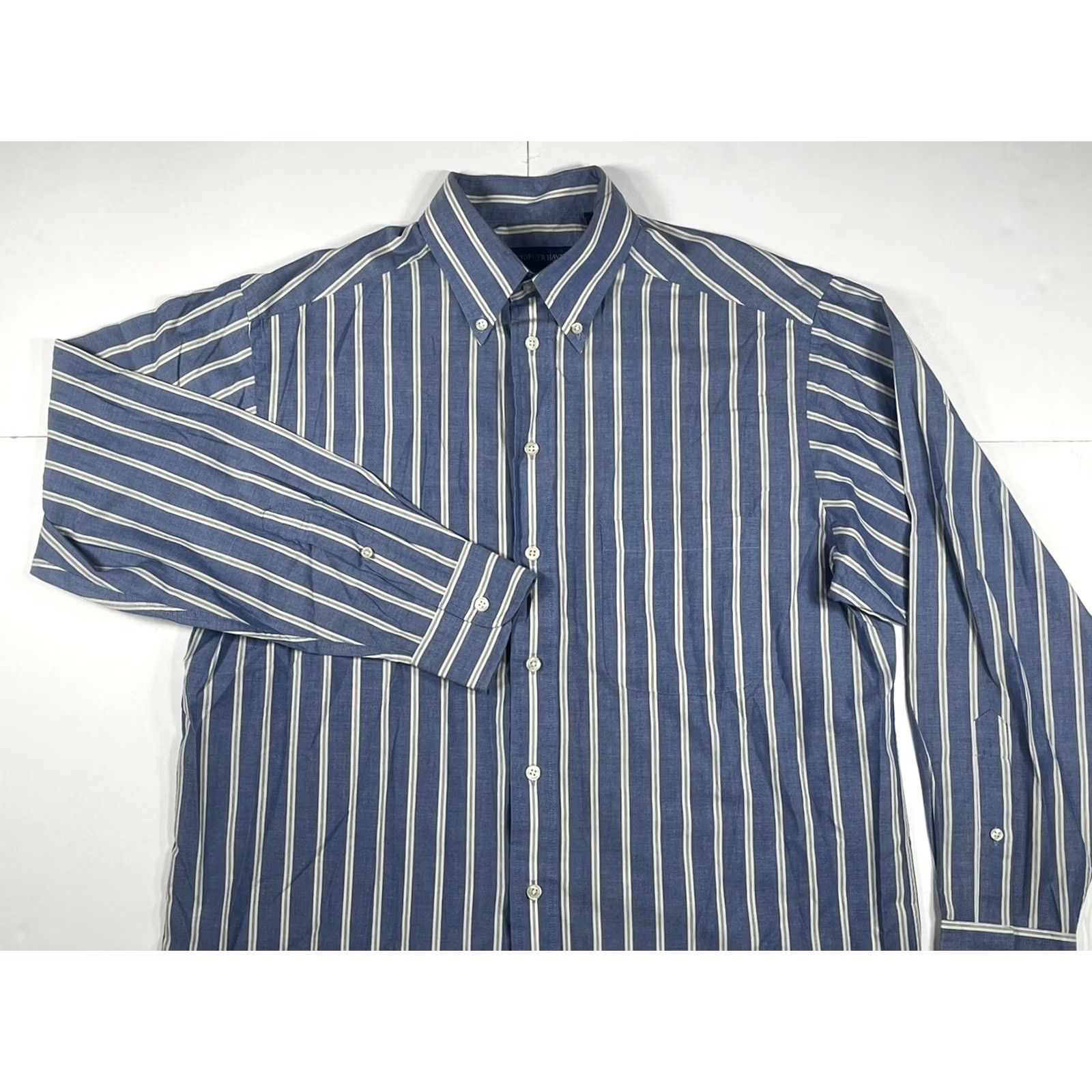 Vintage Christopher Hayes Mens M Blue White Striped Long Sleeve Flannel Button Front Shirt Size US M / EU 48-50 / 2 - 2 Thumbnail