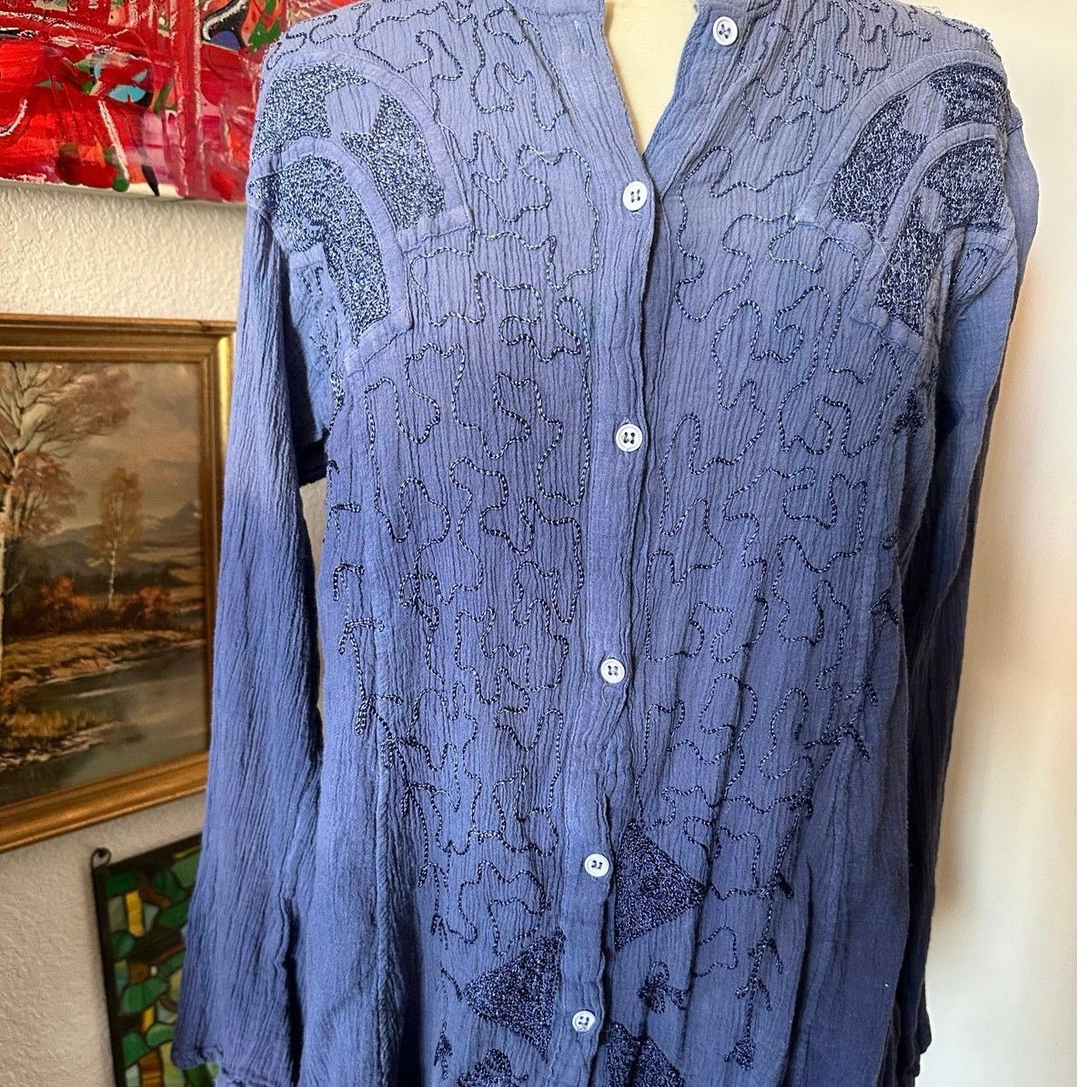 Other classic blue button up long sleeve shirt Size ONE SIZE - 2 Thumbnail