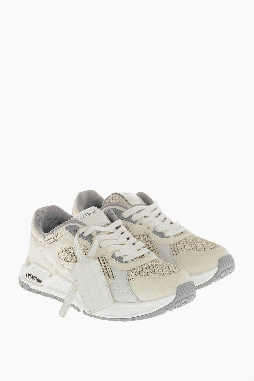 Off-White og1mm0426 Fabric & Suede Low-Top Sneakers in Beige & White Size US 9 / IT 39 - 4 Thumbnail