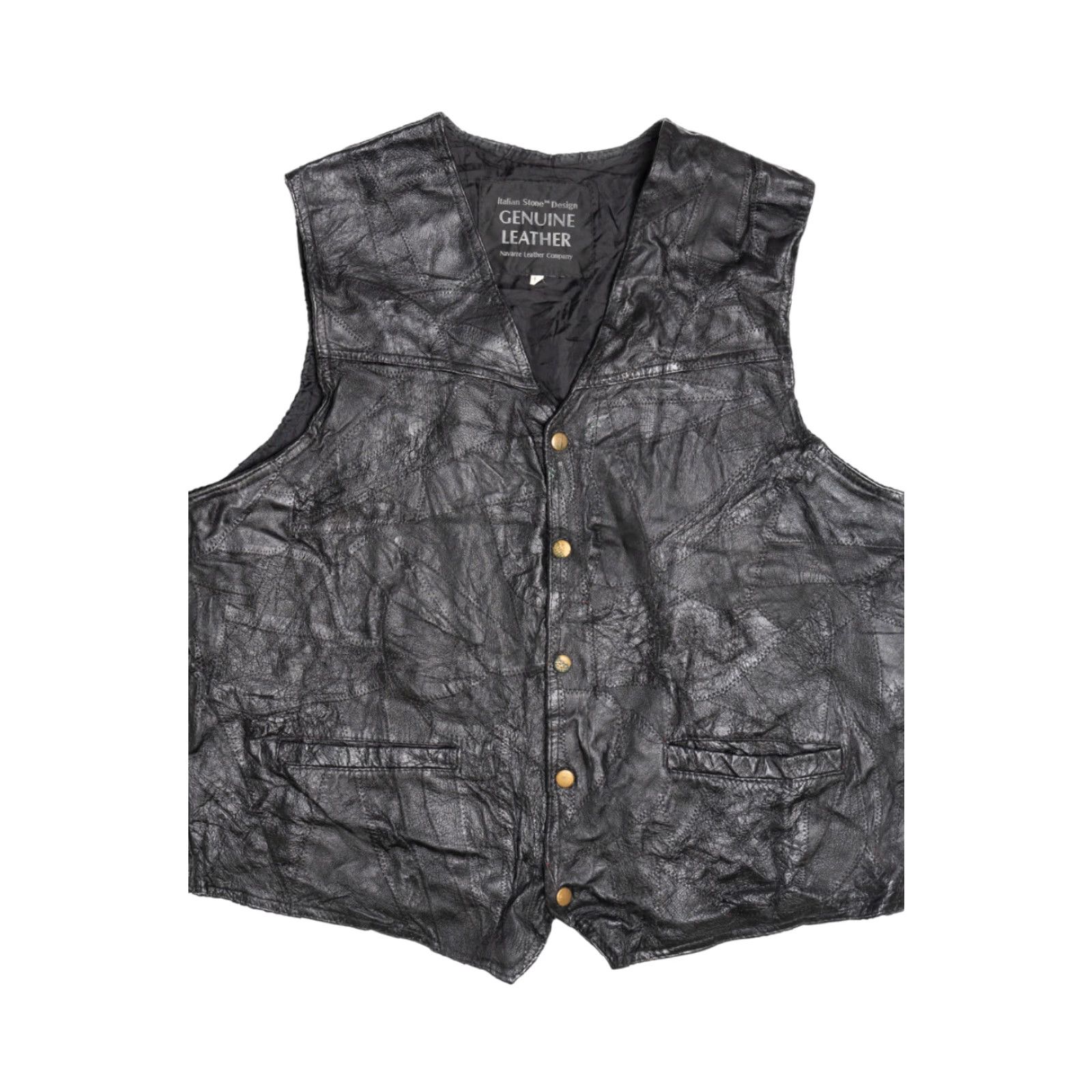 Vintage VINTAGE Navarre Leather Company Stitched Patchwork Leather Vest 3X-Large Black 1990s Mens/Boys Size US XXL / EU 58 / 5 - 2 Thumbnail