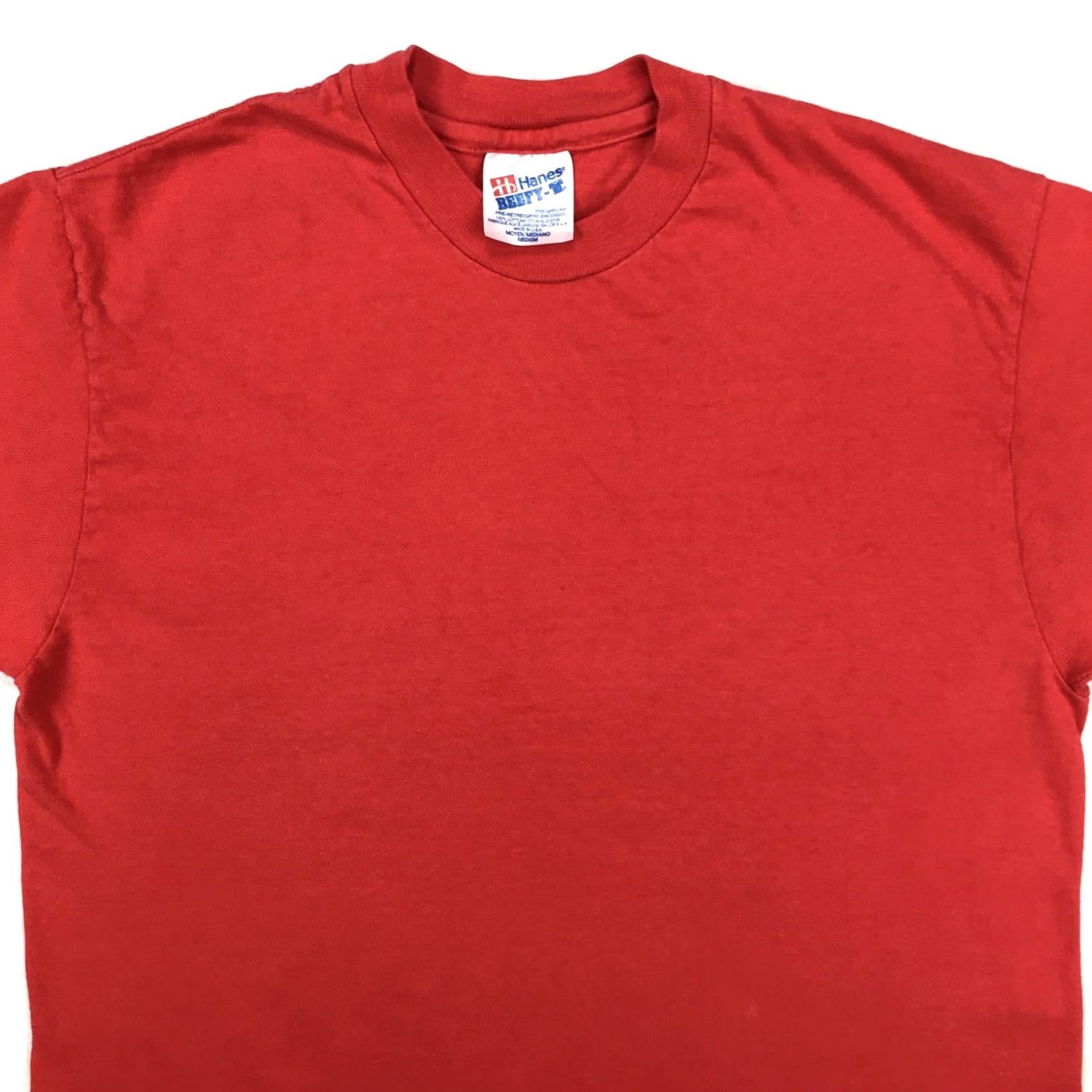 Hanes VINTAGE Hanes Beefy-T T-Shirt MEDIUM Red Men 80s Crew Neck Short Sleeve Cotton Solid 1980s Mens Size US M / EU 48-50 / 2 - 6 Thumbnail