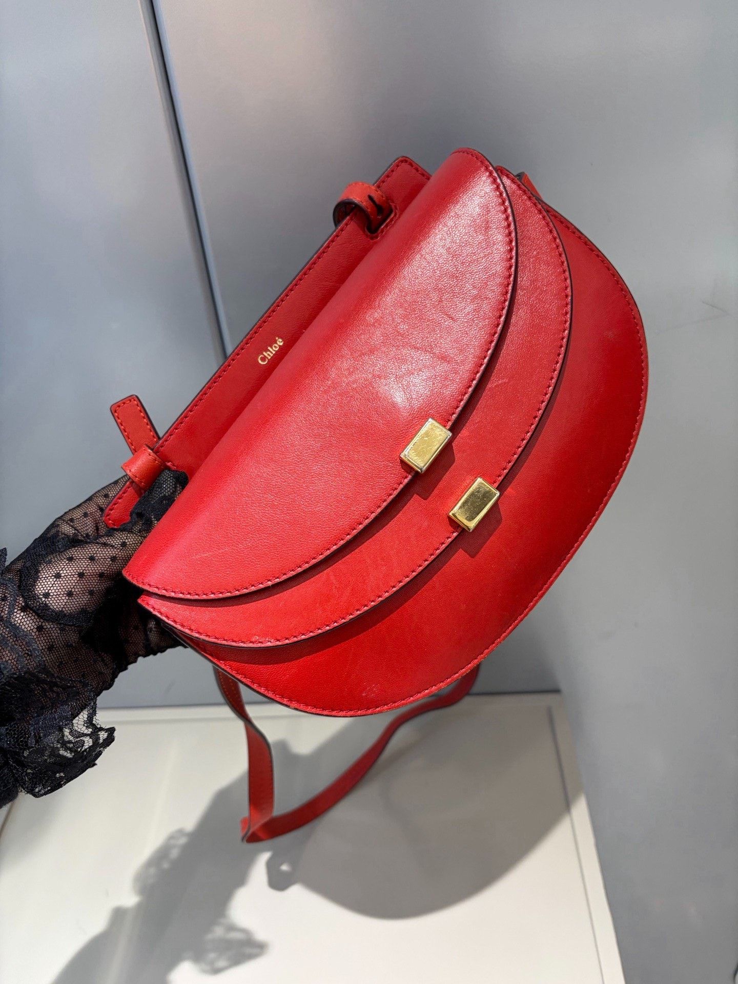 Chloe Chloe Red Leather Crescent Bag Size ONE SIZE - 1 Thumbnail