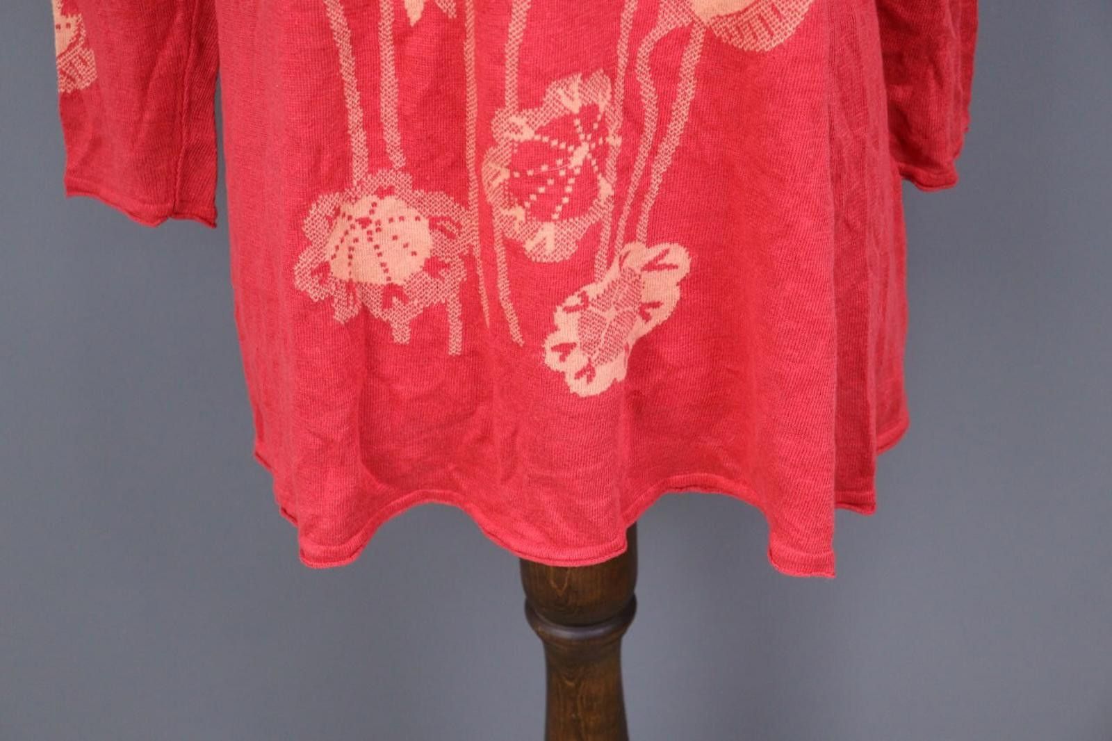 Designer Gudrun Sjoden Red Floral Midi Tunic Sweater Dress Size M Size M / US 6-8 / IT 42-44 - 2 Thumbnail