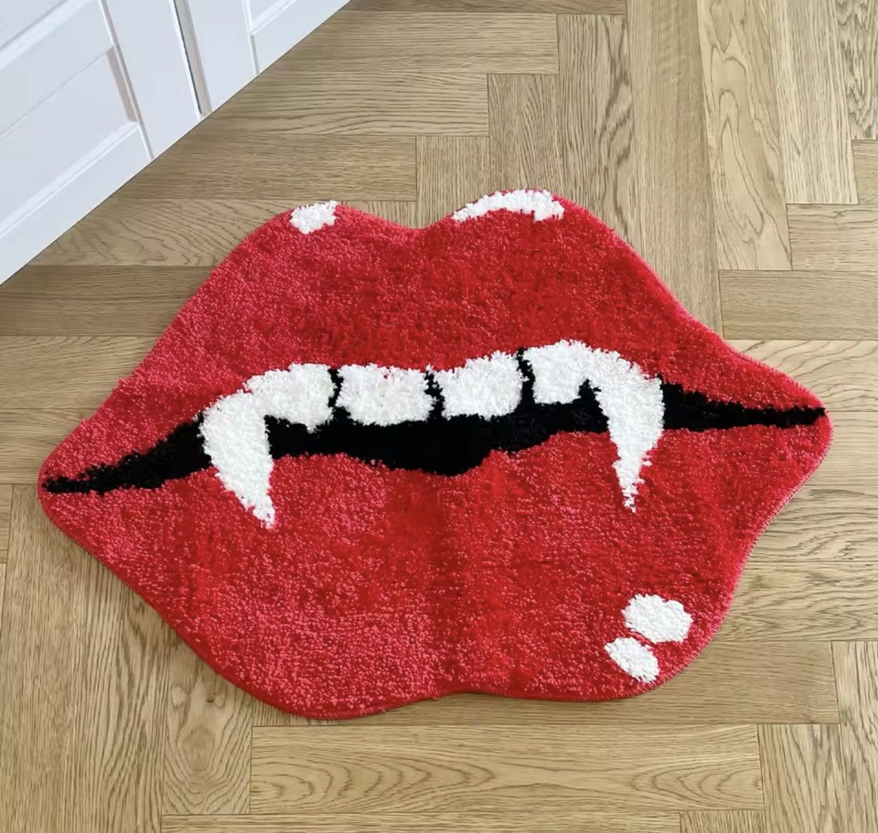 Japanese Brand Sexy Red Lip Tufted Rug Size ONE SIZE - 1 Thumbnail