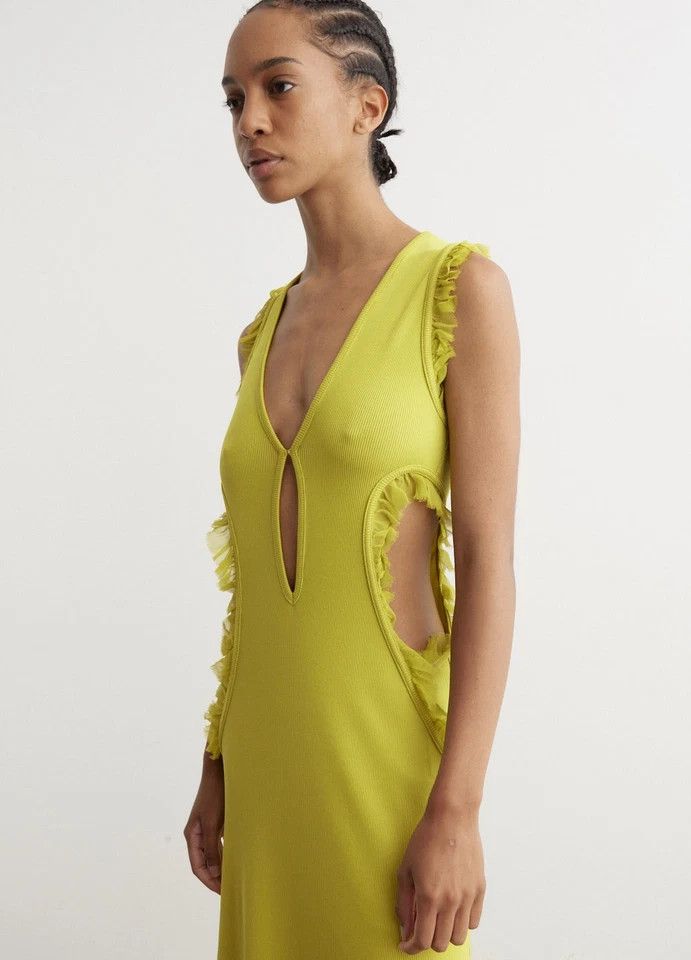 Christopher Esber CHRISTOPHER ESBER CARINA PLUNGE DRESS LIMEADE Size: 10 Size S / US 4 / IT 40 - 2 Thumbnail