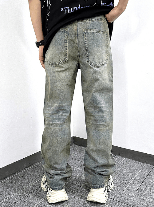 Japanese Brand × Jean Washed distressed vintage casual loose wide-leg jeans Size US 32 / EU 48 - 4 Thumbnail