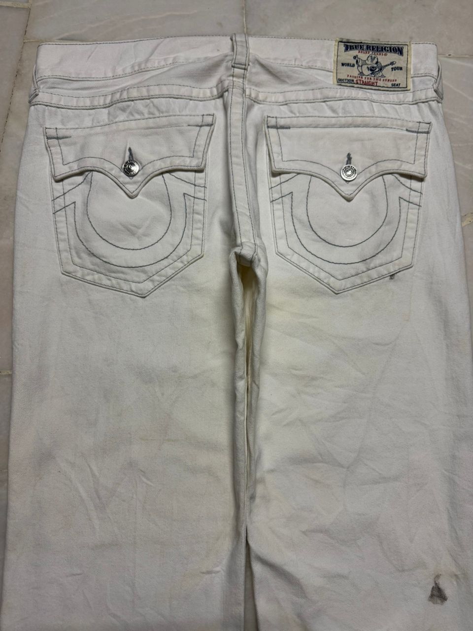 True Religion 💥BigSize💥Y2K True Religion Straight Sick Thrashed White Jean Size US 38 / EU 54 - 4 Thumbnail