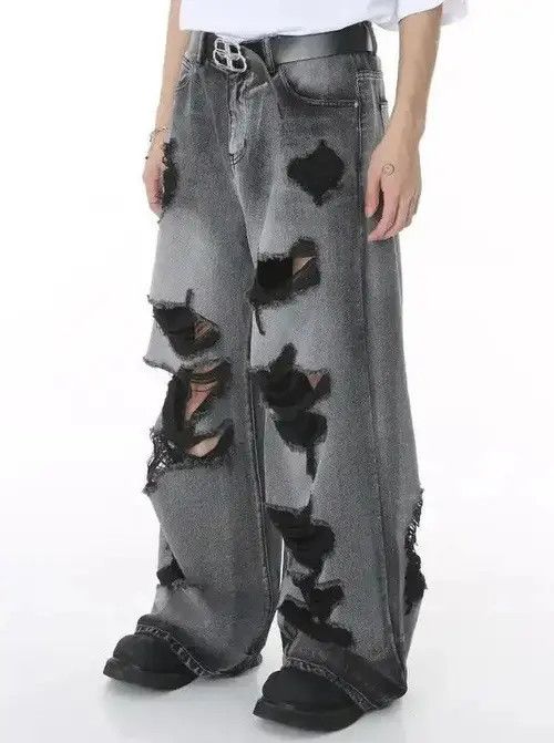 Japanese Brand Worn Out Wide Leg Denim Size US 29 - 3 Thumbnail