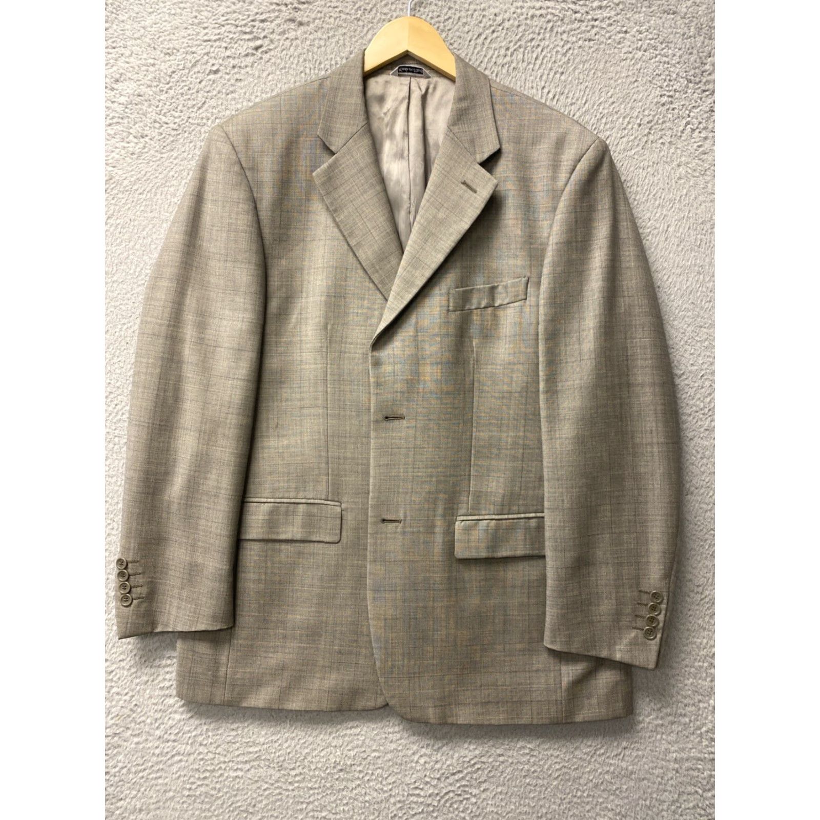 Vintage Cesarani Suit 44R Gray Glen Plaid Wool 2 Piece Business Casual Formal Mens Size 44R - 2 Thumbnail