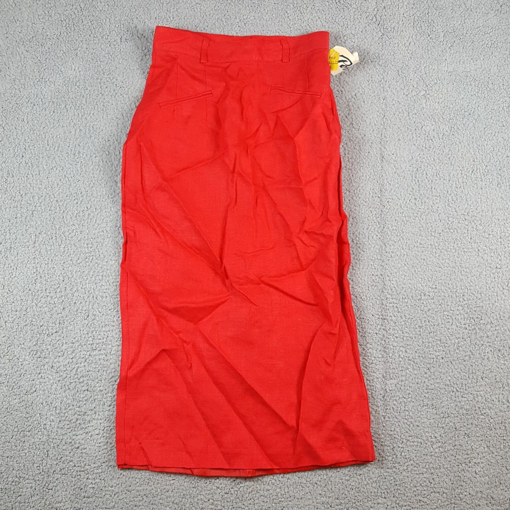 Vintage VINTAGE 80s Linen Pencil Skirt Women's Size 6 Red Long Zip Up Persona USA Made Adult Women Size 28" / US 6 / IT 42 - 5 Thumbnail