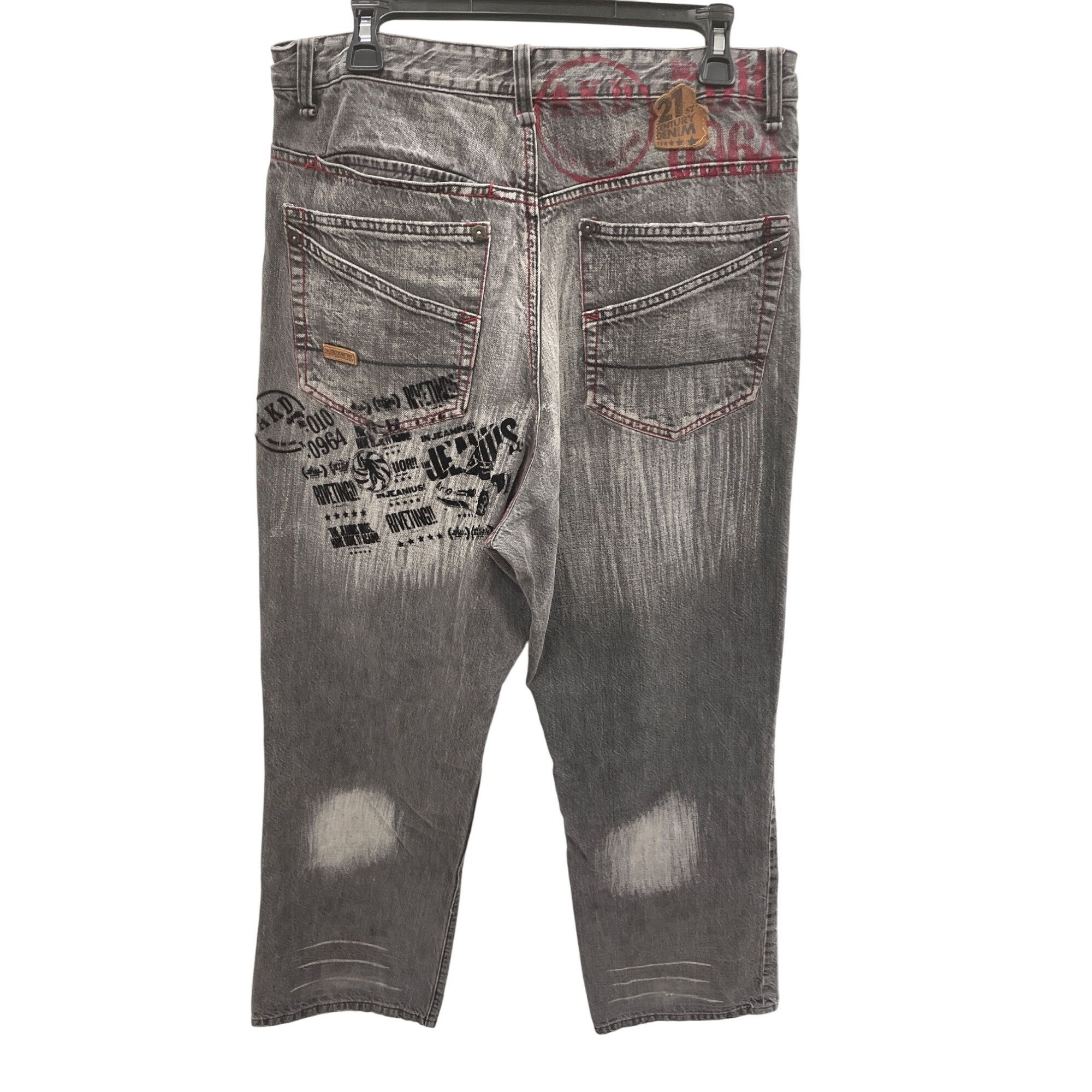 Akademiks Akademiks Mens Distressed Gray Graphic Wide-Leg Jeans Size 3 Size US 34 / EU 50 - 17 Thumbnail