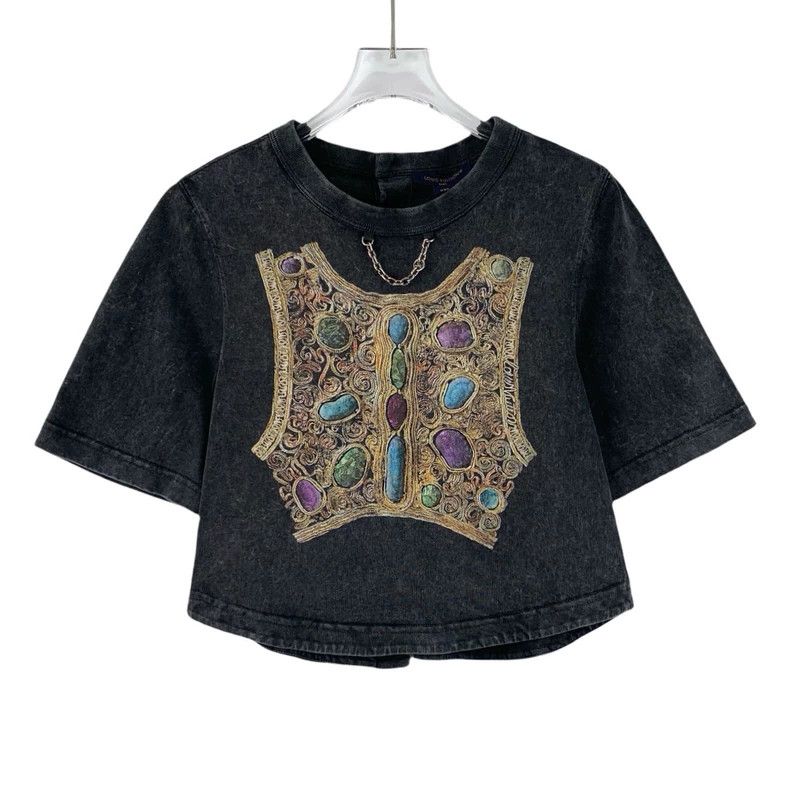 Louis Vuitton Louis Vuitton Black-and-grey jewel-print worn-in cotton cr Size XXS / US 00 / IT 34 - 1 Thumbnail