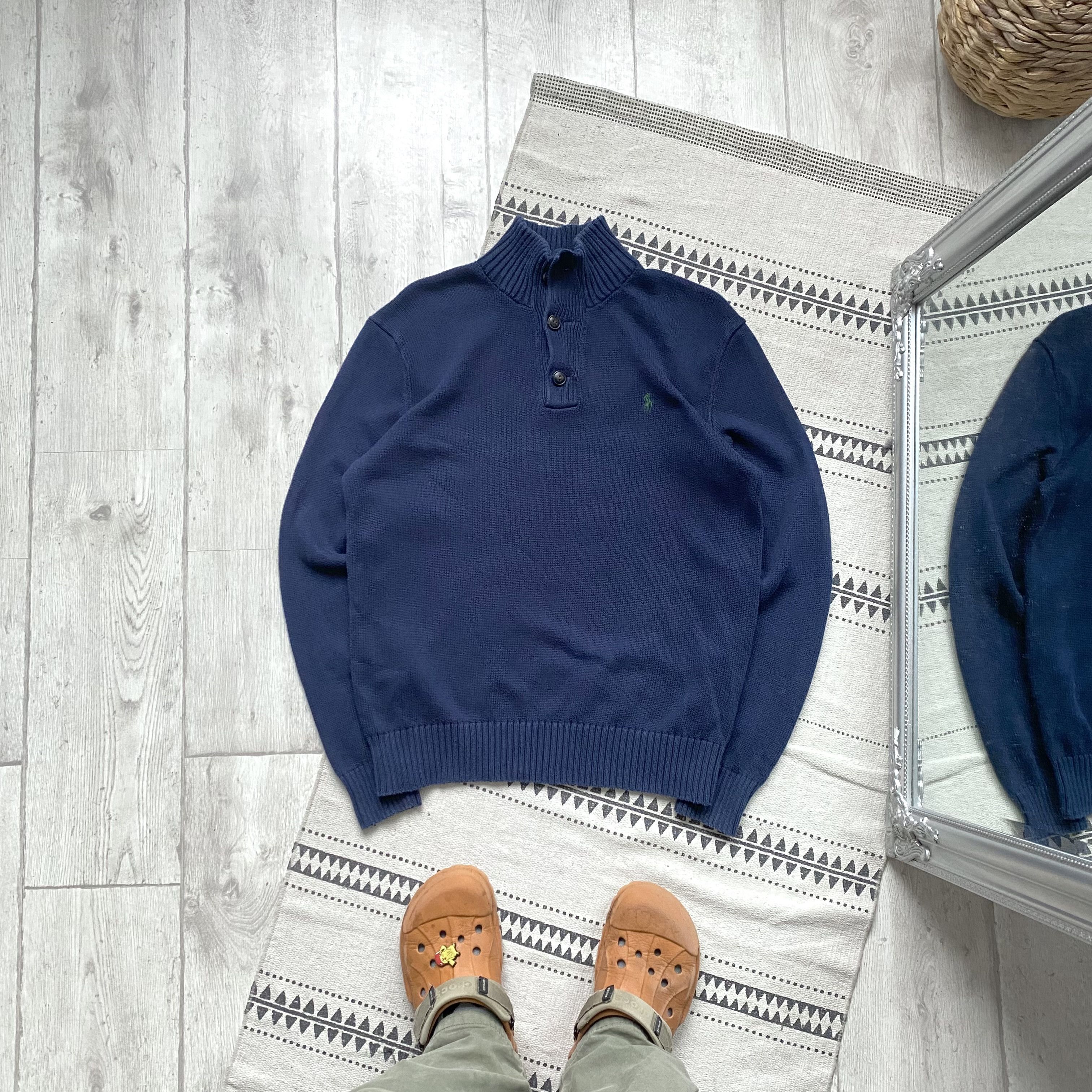 Polo Ralph Lauren Vintage Y2K Polo Ralph Lauren knit Sweater button up Navy Size US M / EU 48-50 / 2 - 1 Thumbnail