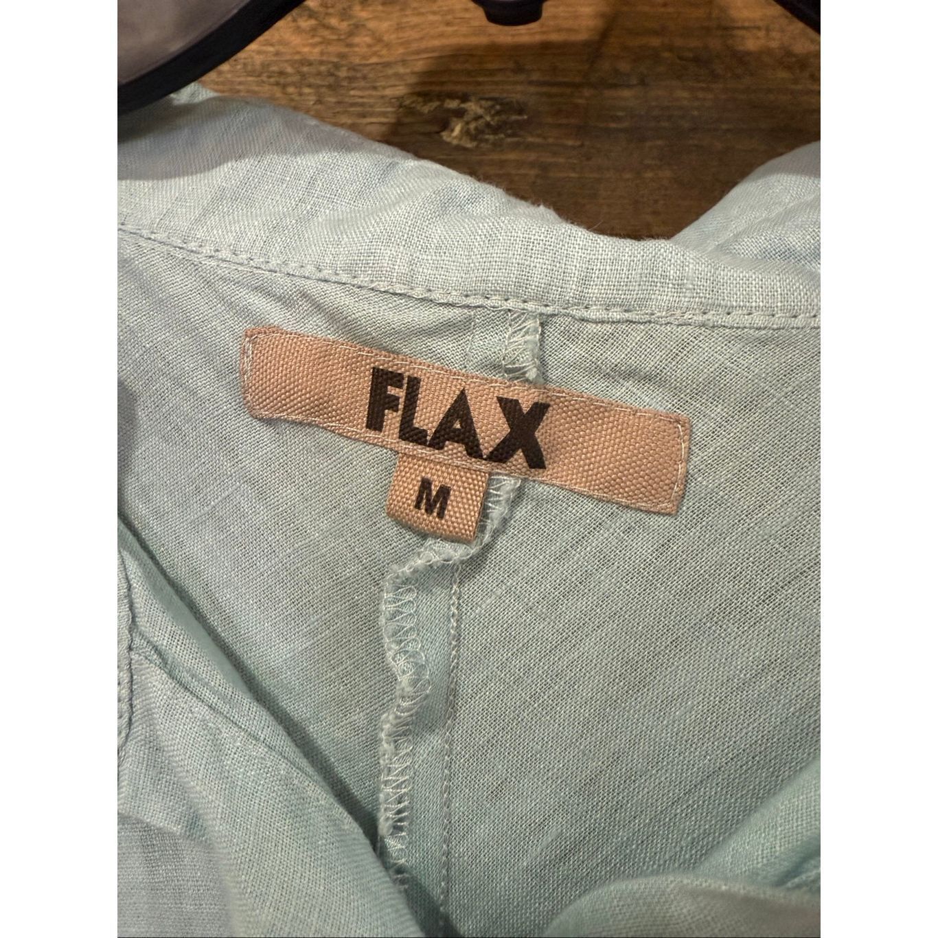 FLAX Flax linen blue button front shirt relaxed fit boho size medium Size M / US 6-8 / IT 42-44 - 3 Thumbnail