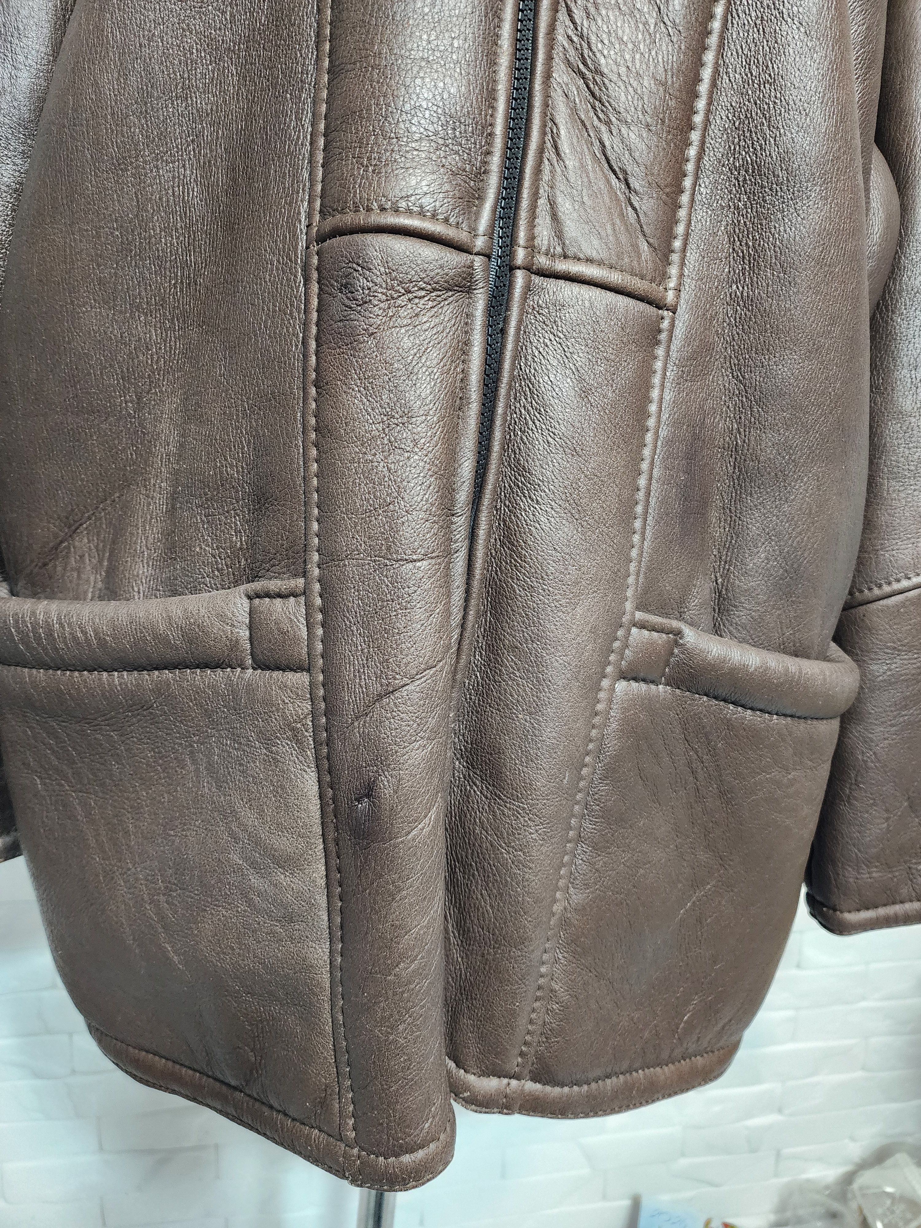 Furla Brown Sheepskin Coat: Women's Warm Fur Coat. Leather Jacket Size XXL / US 16-18 / IT 52-54 - 8 Thumbnail