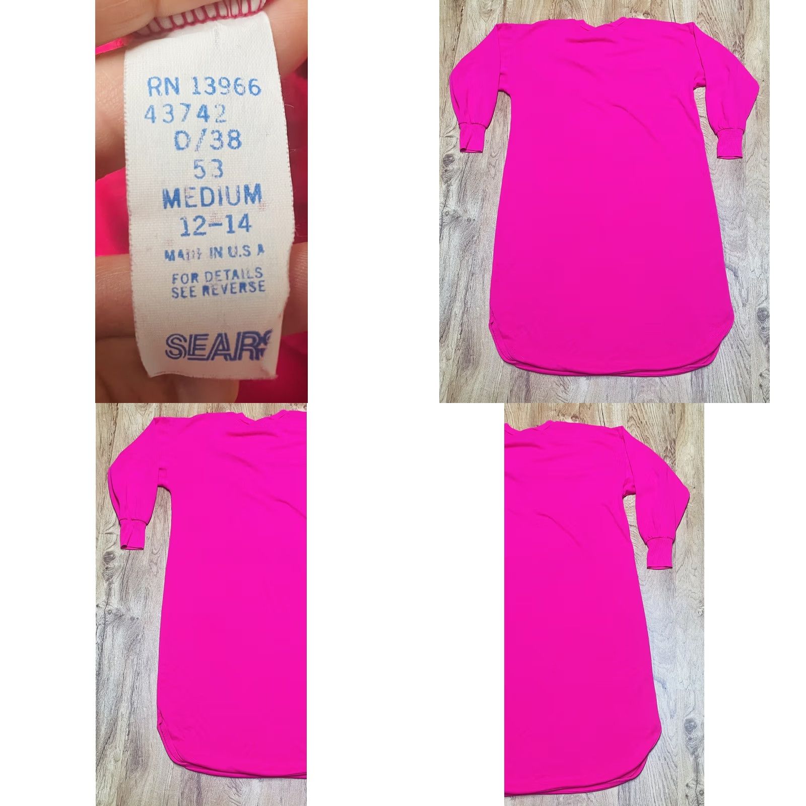 Sears VINTAGE Sears Pink Furry Seal NightShirt Long Sleeve PJ Women M 12-14 Plus Sleepwear 90s Size M / US 6-8 / IT 42-44 - 8 Thumbnail