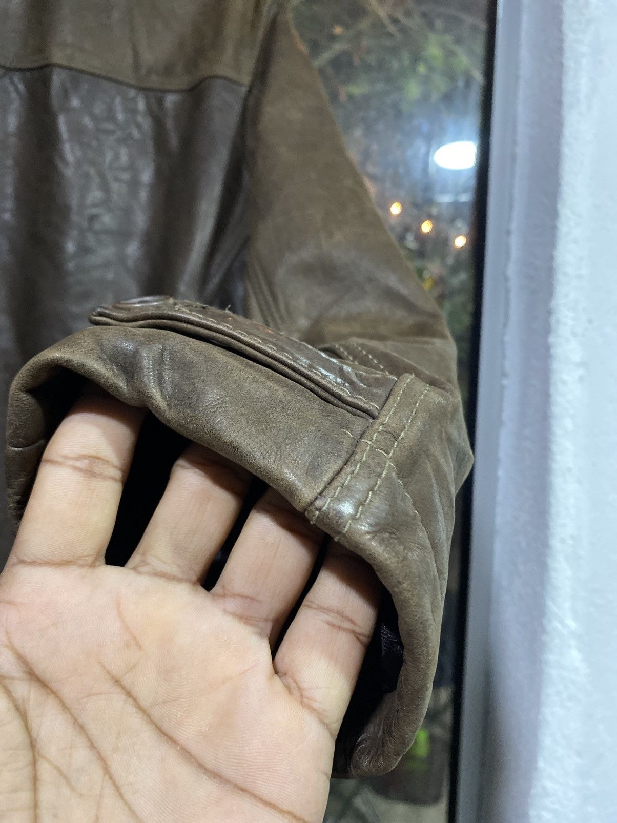 Japanese Brand Vintage 90s Faconnable Brown Leather Parka Jacket Coat Large Size US M / EU 48-50 / 2 - 12 Thumbnail