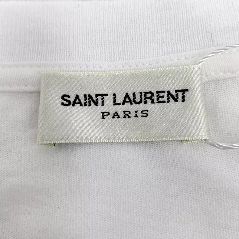 Saint Laurent Paris Saint Laurent Paris White letter printed cotton round neck Size XS / US 0-2 / IT 36-38 - 5 Thumbnail