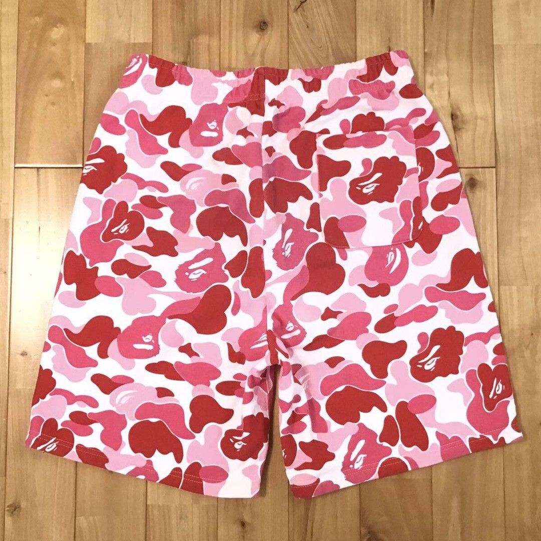 Pink Bathing Ape Shorts Real BAPE Shark Sweat Shorts ABC Camo Pink