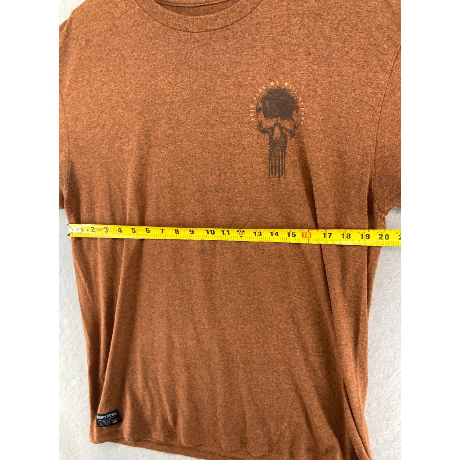 Vintage Howitzer Patriot MFG Mens TShirt XL Brown Skull This Flag We Will Defend Size US XL / EU 56 / 4 - 2 Thumbnail