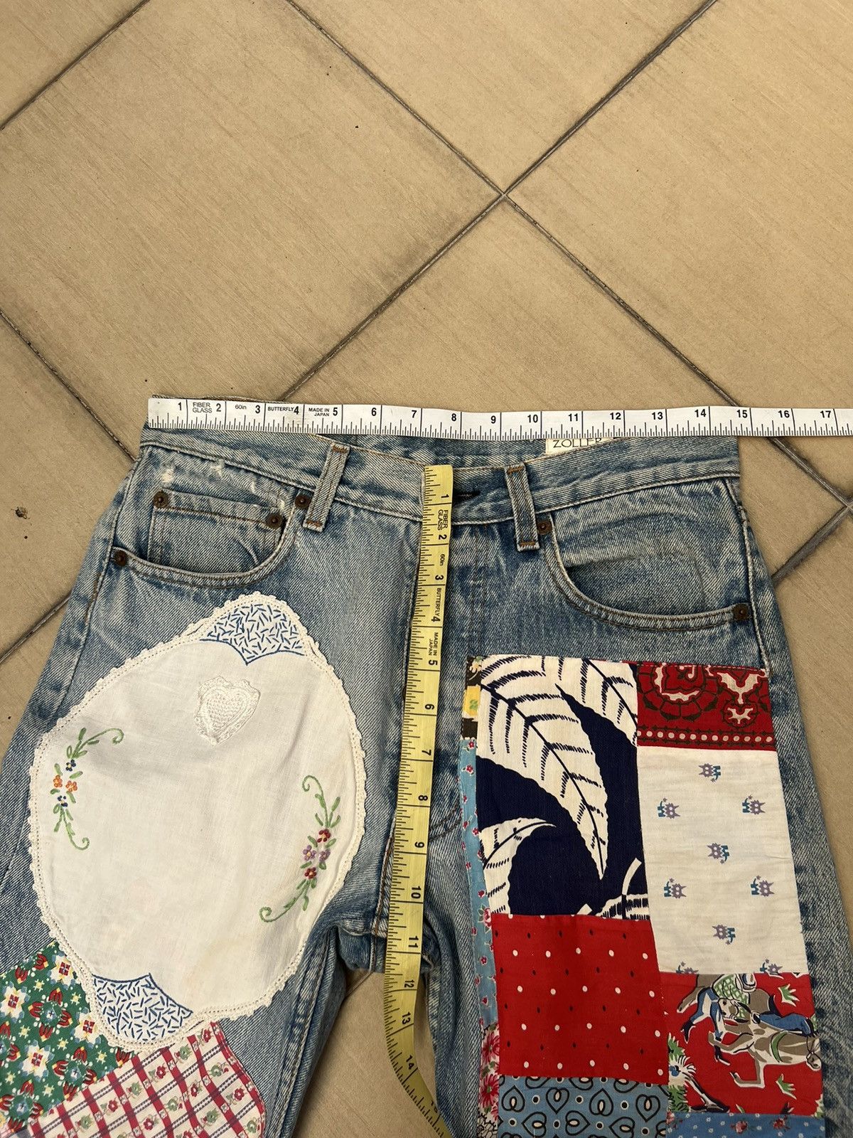 Levi's 80s Melinda Zoller Levi's 501 Patchwork Rips Distress Denim Size US 29 - 3 Thumbnail