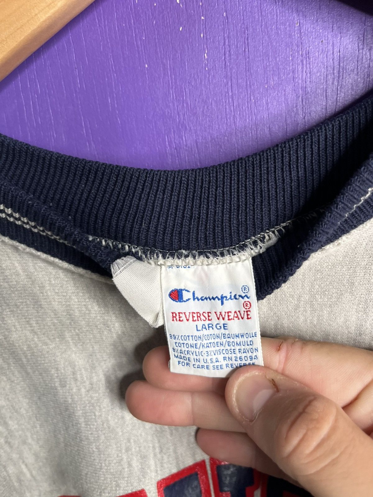 Champion × Vintage Vintage 90s Champion Denison ringer crewneck Size US L / EU 52-54 / 3 - 4 Thumbnail