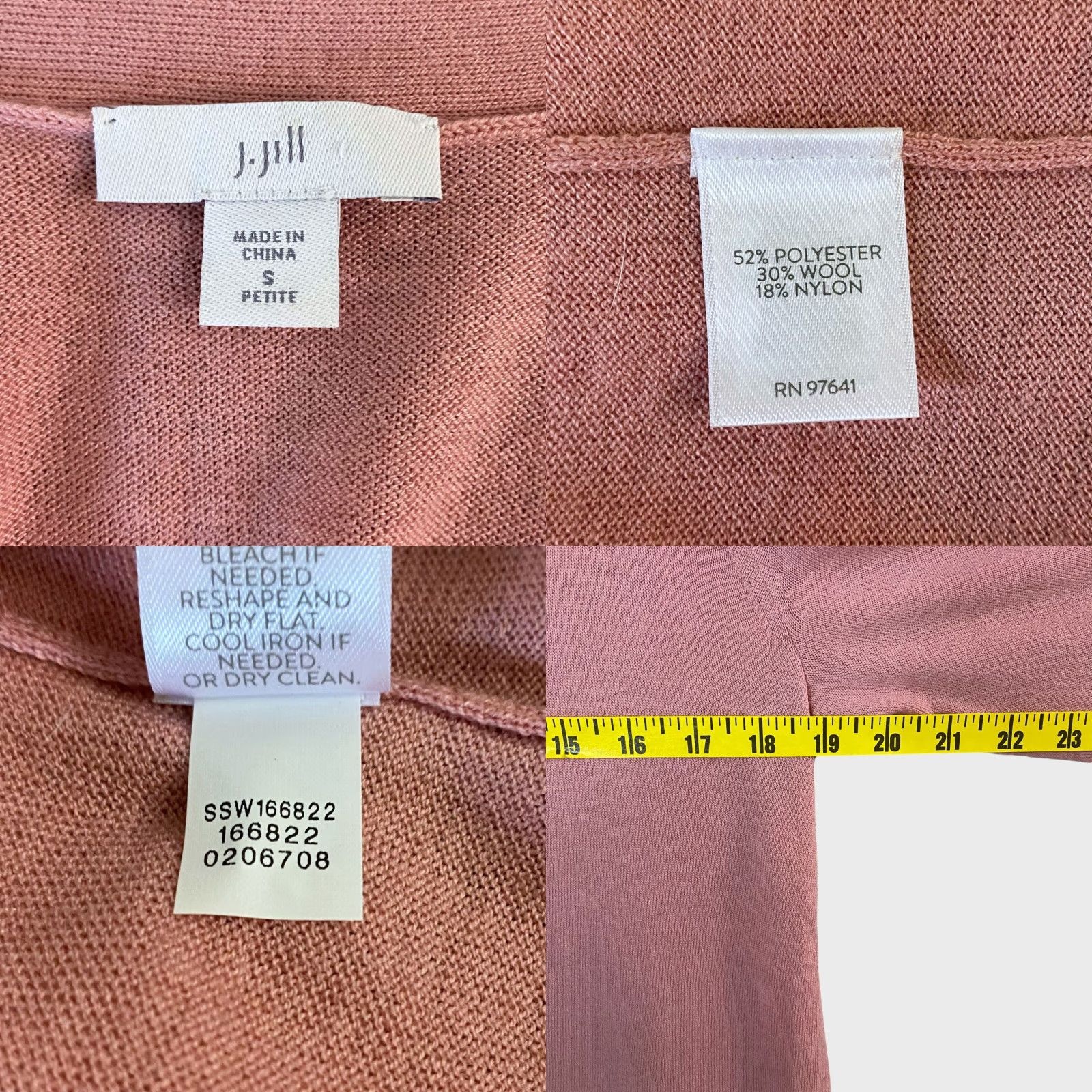 J. Jill J.Jill Cardigan Sweater V-Neck Pink Small Petite Wool Long-Sleeve Button-Front Women Size S / US 4 / IT 40 - 8 Thumbnail