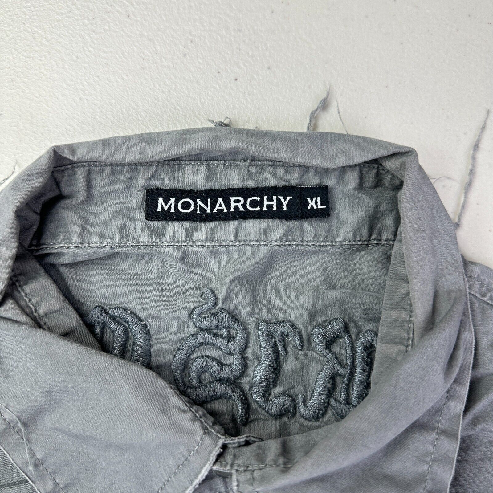 Monarchy Monarchy Embroidered Biker Moto Button Up Shirt Long Sleeve Size US XL / EU 56 / 4 - 5 Thumbnail