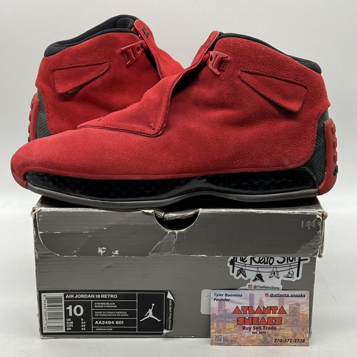 image of Air Jordan 18 Toro Shoes in Red, Men's (Size 10)