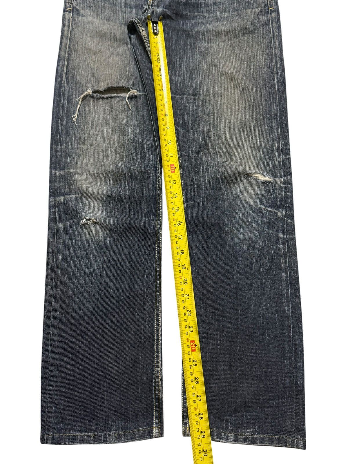 Diesel Vintage 90s Diesel Industry Blue Faded Wash Distress Jeans Size US 31 - 9 Thumbnail