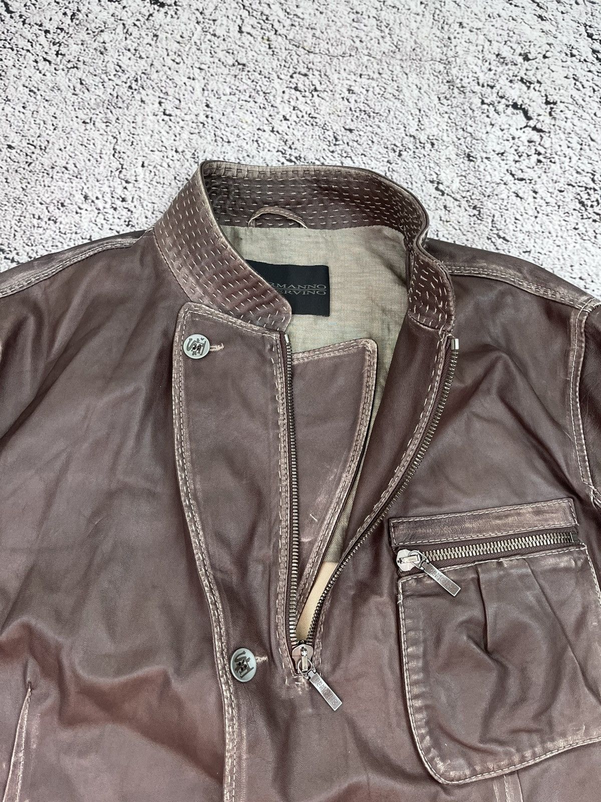 Ermanno Scervino Vintage Ermanno Scervino Leather Unisex Jacket Coat Luxury Size US L / EU 52-54 / 3 - 8 Thumbnail