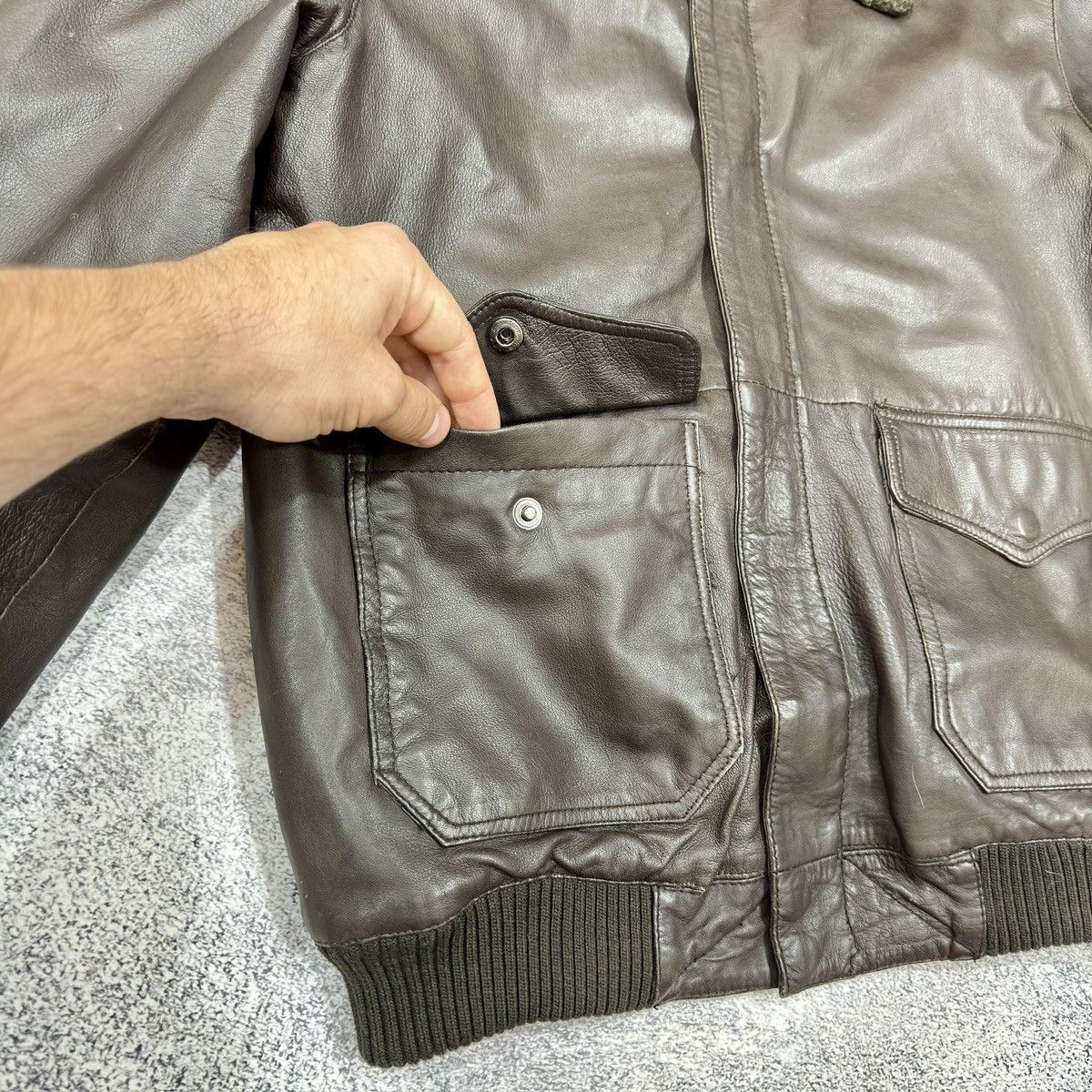 Other Mens Brown Sheepskin Leather Aviator Bomber Jacket Msz Size US M / EU 48-50 / 2 - 3 Thumbnail