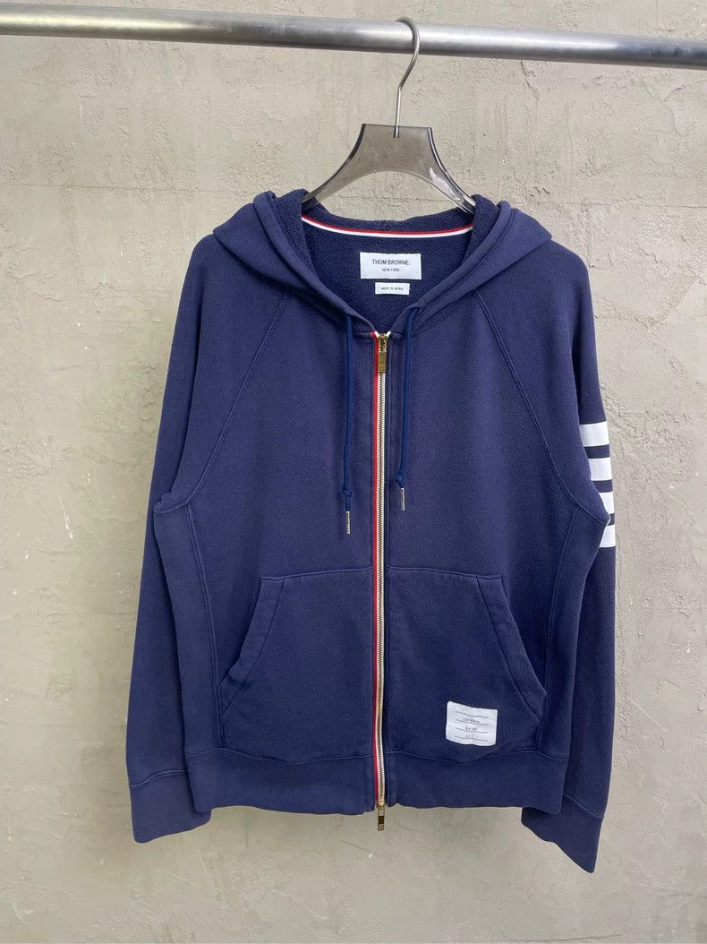 Thom Browne Thom browne Dark blue four-striped zipper jacket 2504-Nexta Size US L / EU 52-54 / 3 - 1 Thumbnail