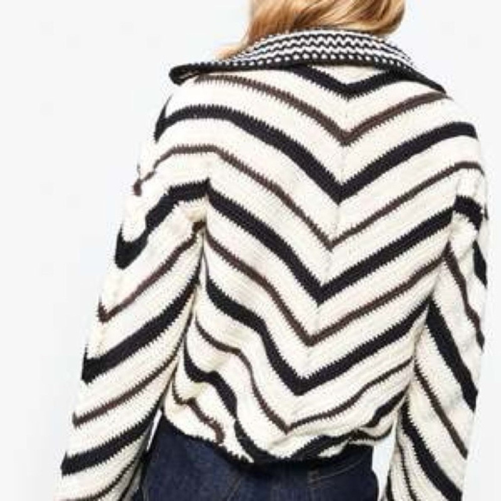 Urban Outfitters MANDINGA | Urban Outfitters | XL Black & Cream Knit Jacket Size XL / US 12-14 / IT 48-50 - 4 Thumbnail