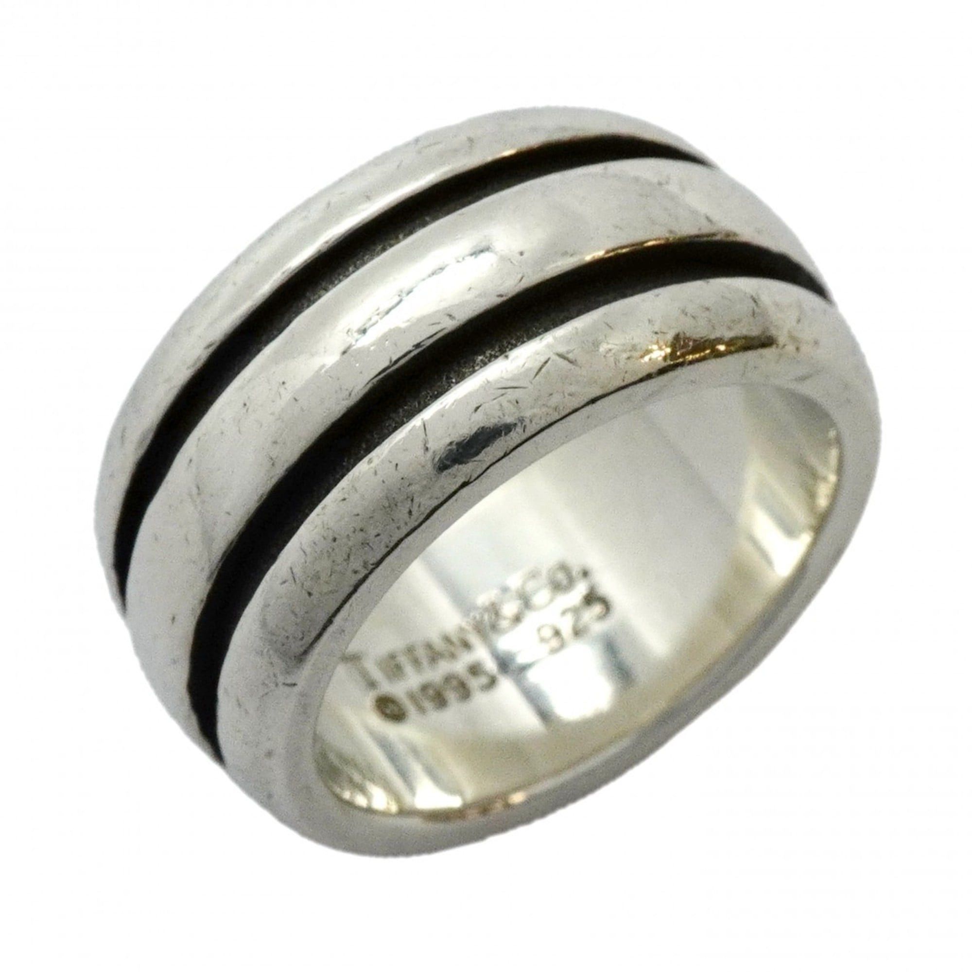 Tiffany ring grooved double line silver 925 size 9 women's