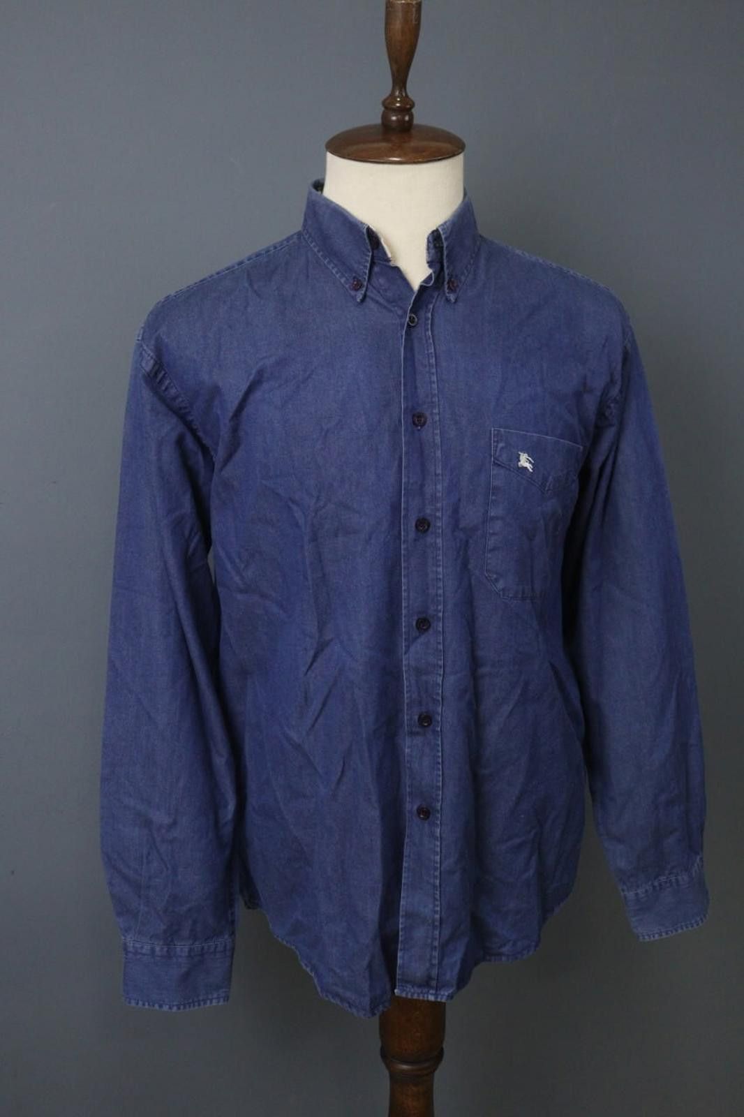 Designer Blueberry London Navy Lyocell Button Front Shirt Size XL Size US XL / EU 56 / 4 - 7 Thumbnail