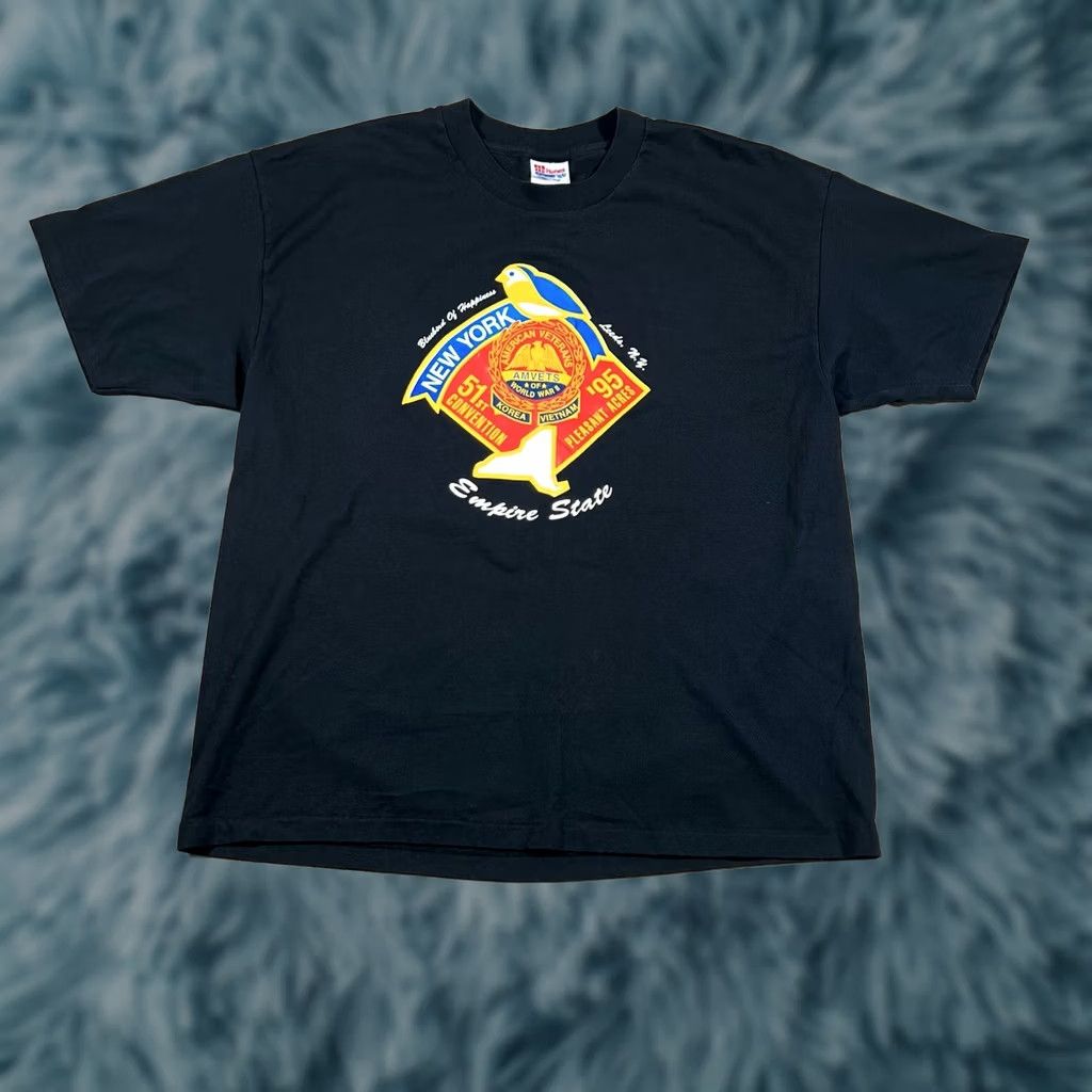 Vintage VINTAGE Amvets World War 2 51st Convention T-Shirt XL Mens Black 1995 Graphic Cracking Information Size US XL / EU 56 / 4 - 1 Thumbnail