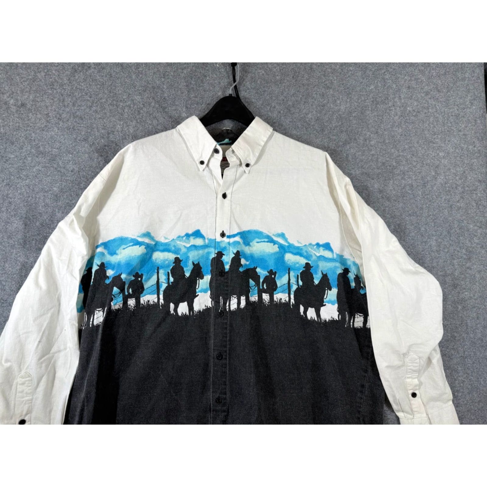 Free Country VINTAGE Pure Country Western Shirt Mens 2XL White Black Cowboy Button-Up Long Sleeve VTG Size US XXL / EU 58 / 5 - 2 Thumbnail