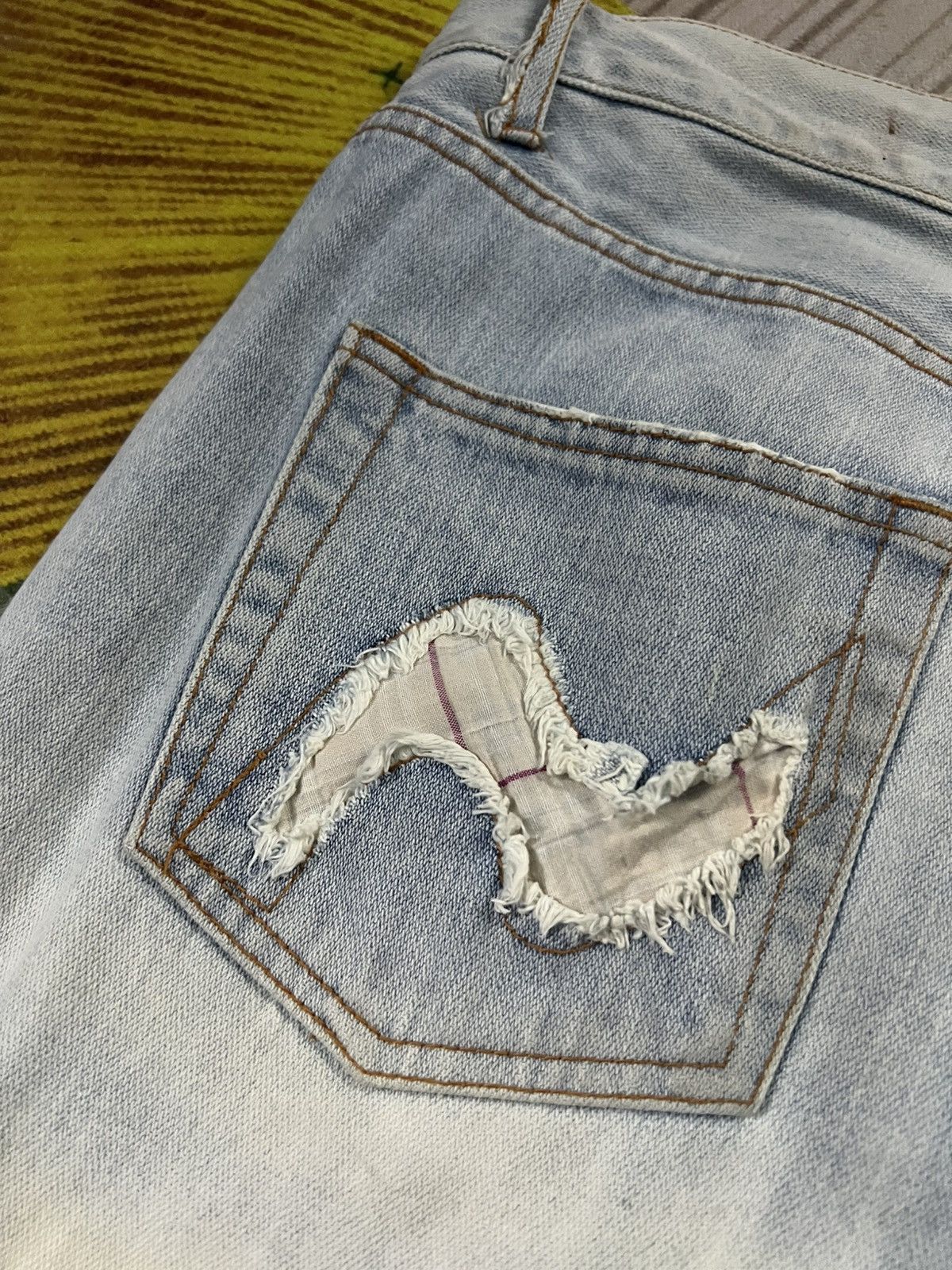 If Six Was Nine 💥Nylaus Distress Faded Jean Size US 33 - 22 Thumbnail