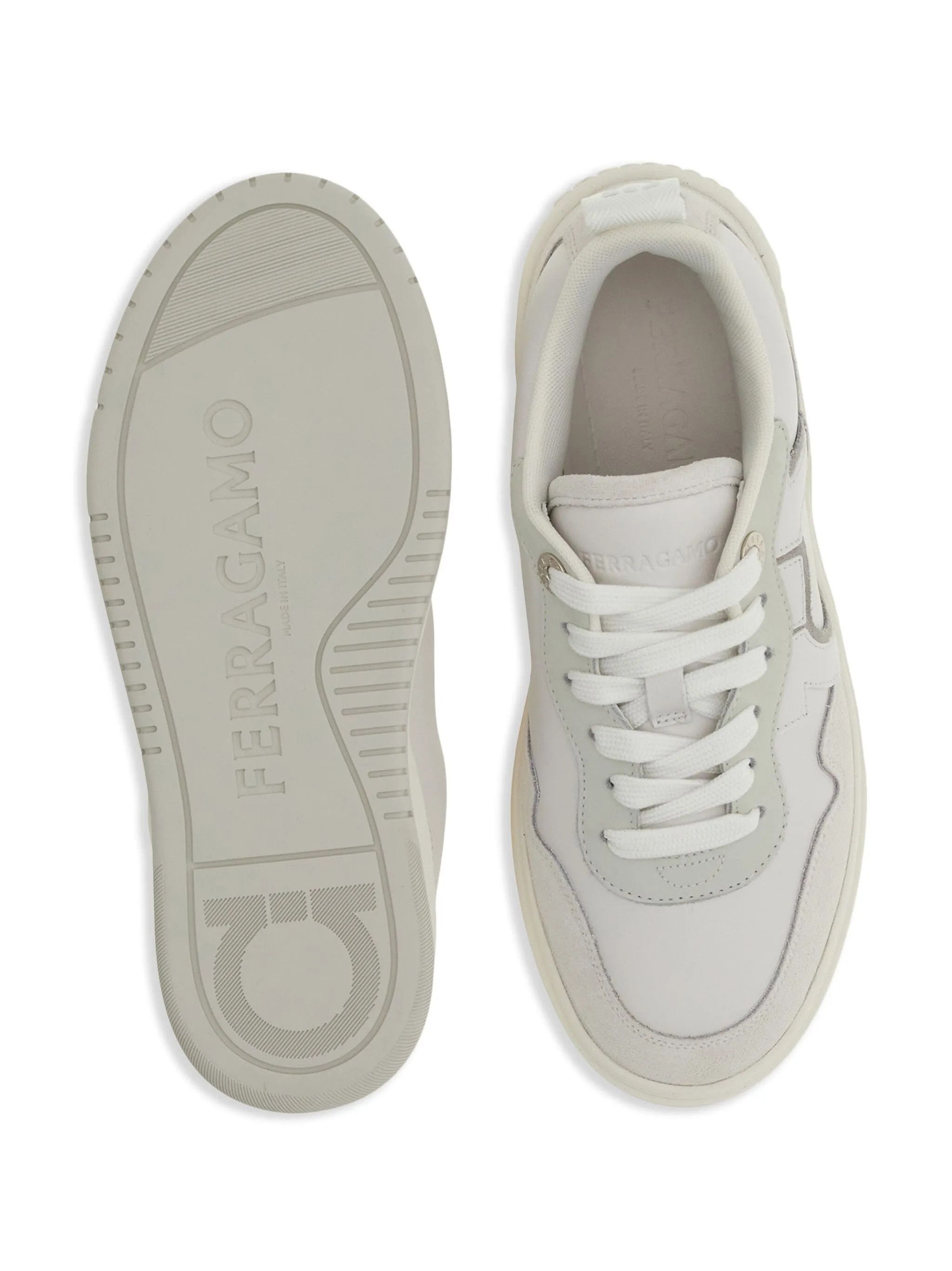 Salvatore Ferragamo o1s1rm0526 Gancini Lace-up Sneakers in Optical White Size US 7 / IT 37 - 5 Thumbnail